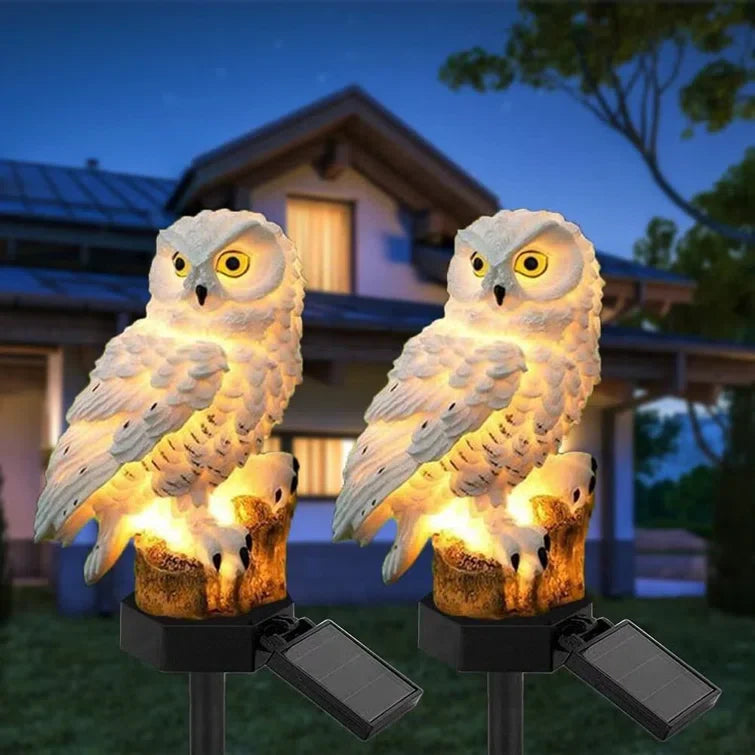 Zonne-uil tuinlamp met decoratieve paal