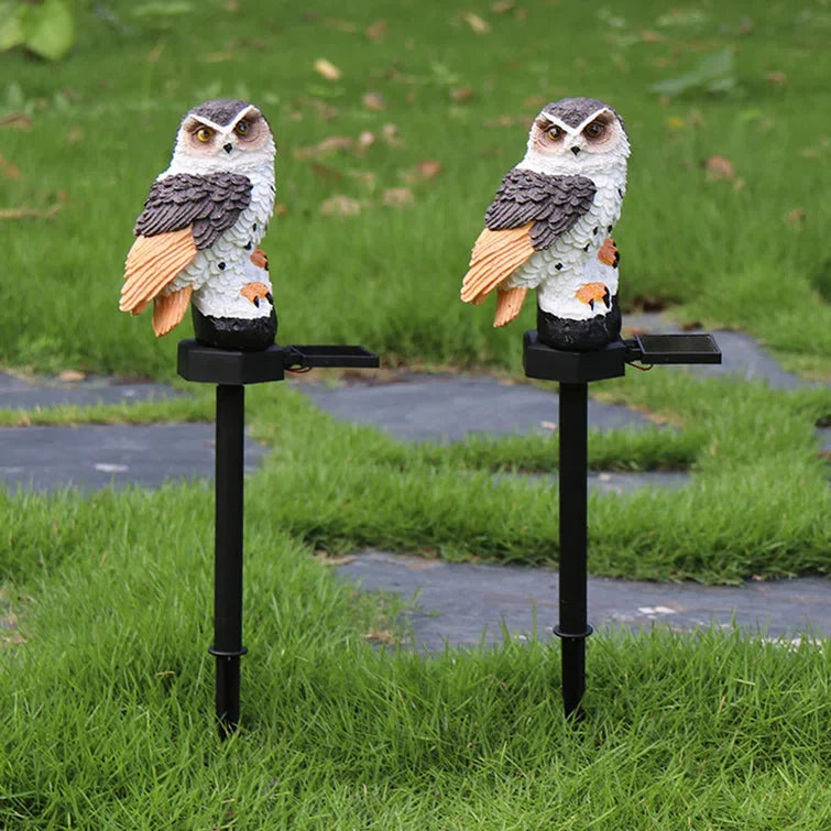 Zonne-uil tuinlamp met decoratieve paal