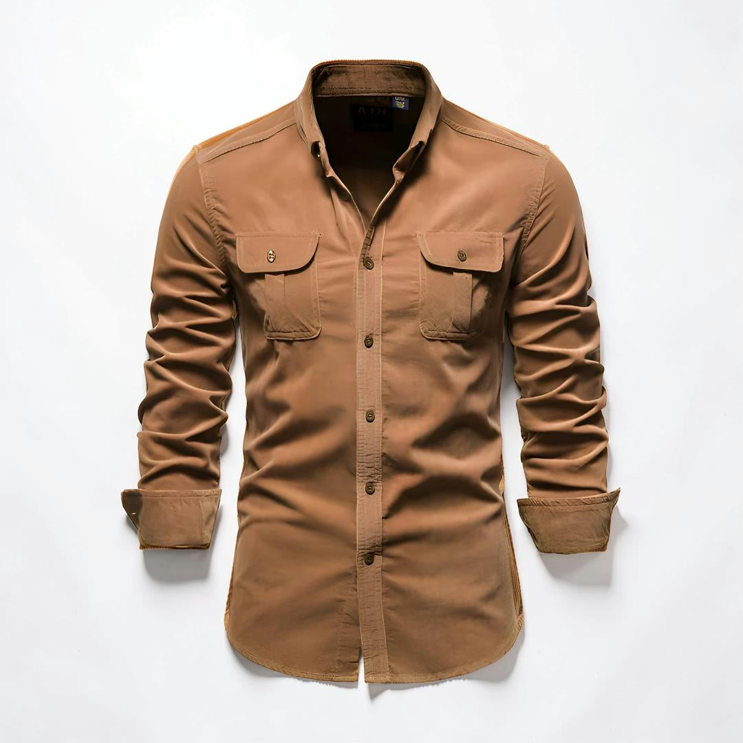 Overhemd Heren Casual Lange Mouw Knoopsluiting Slim Fit