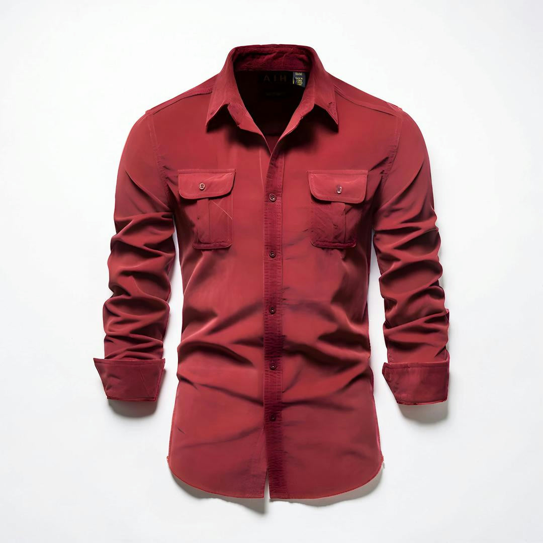 Camicia Uomo Casual Manica Lunga Chiusura con Bottoni Slim Fit