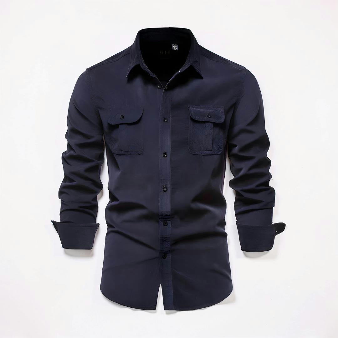 Camicia Uomo Casual Manica Lunga Chiusura con Bottoni Slim Fit