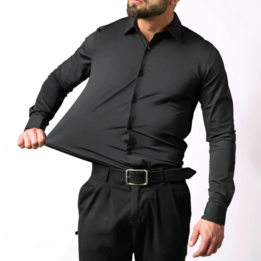 Camicia Uomo Stretch Slim Fit Manica Lunga Chiusura con Bottoni