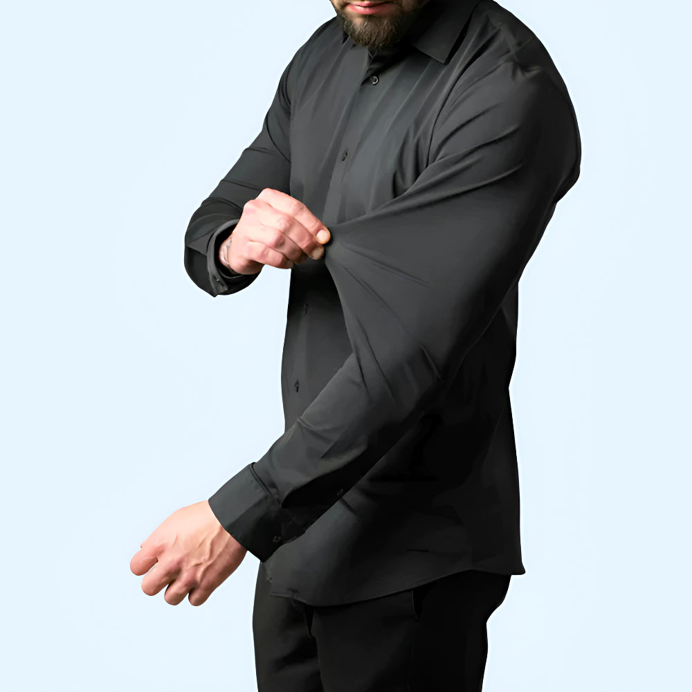 Camicia Uomo Stretch Slim Fit Manica Lunga Chiusura con Bottoni