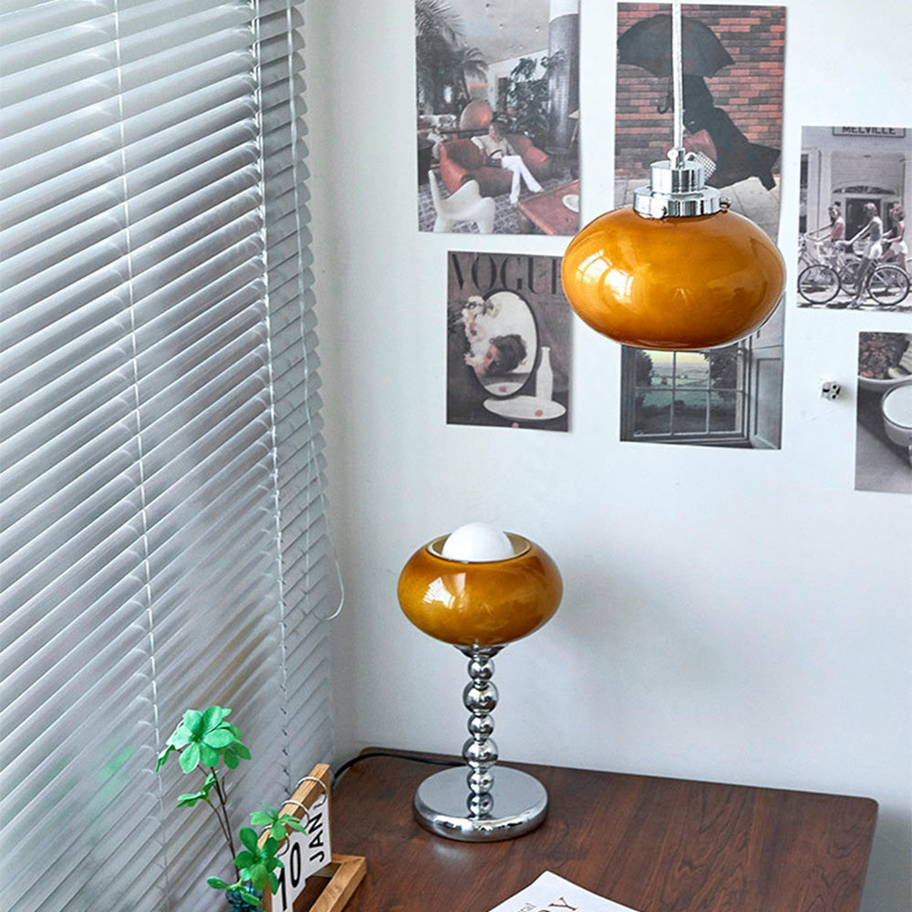 Lampadario in Vetro Giallo Bauhaus Medievale