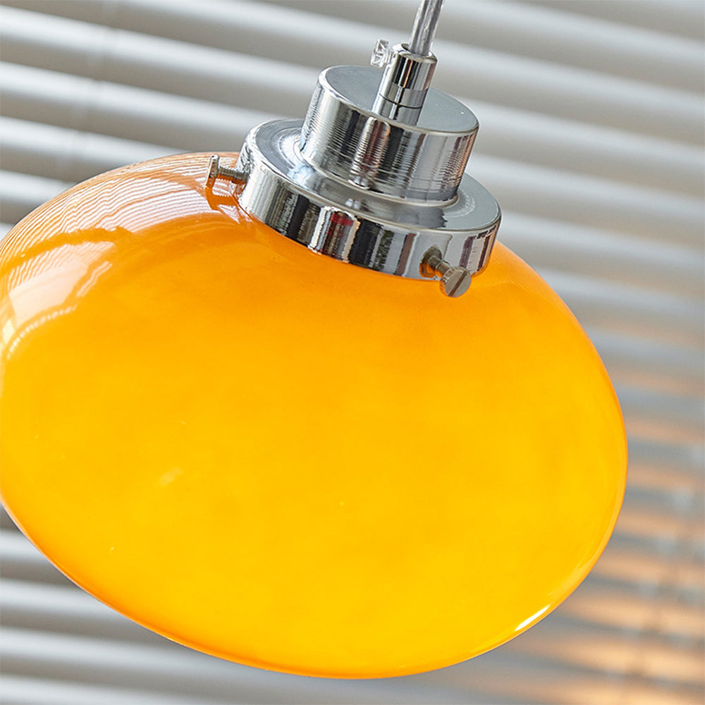 Lampadario in Vetro Giallo Bauhaus Medievale