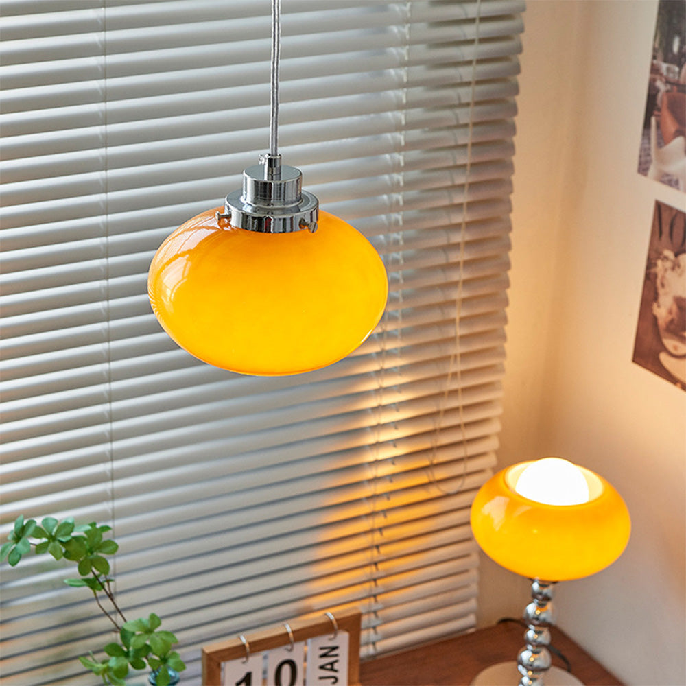 Candeeiro suspenso amarelo medieval Bauhaus