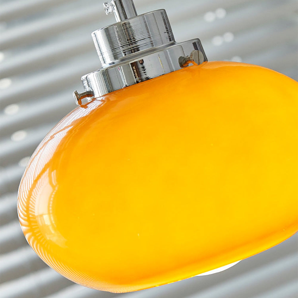 Lampadario in Vetro Giallo Bauhaus Medievale