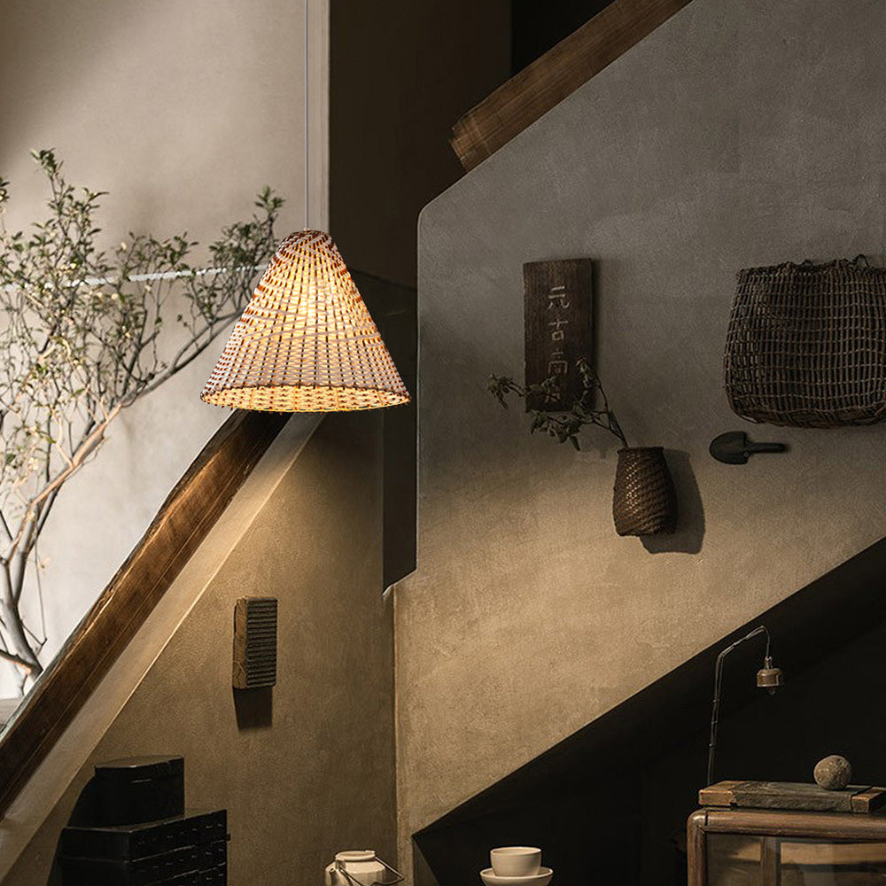 Boho Handmade Woven Rattan Hanging Lamp