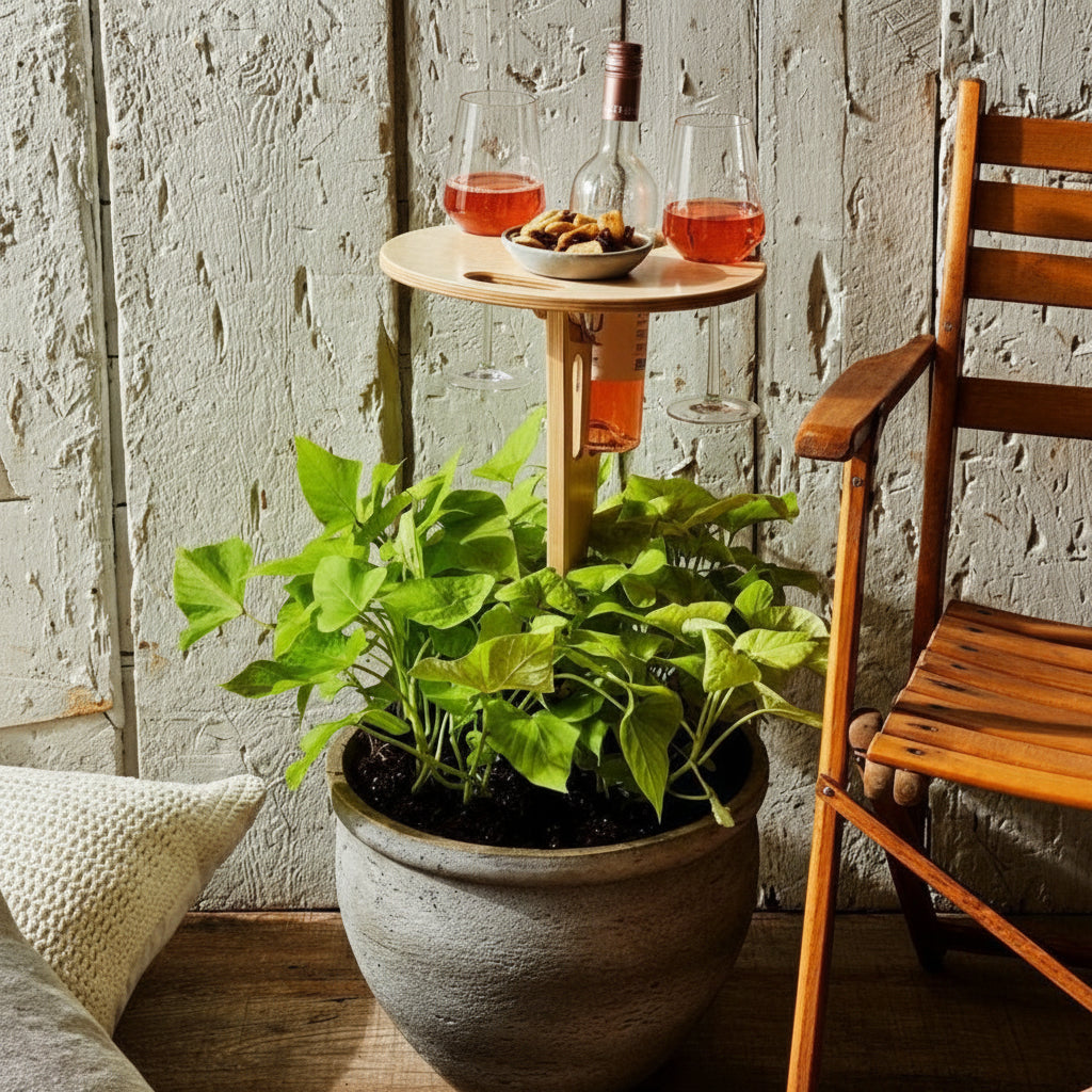 Tuintafel Picknick Wijntafel Houten Fles Glashouders Buiten