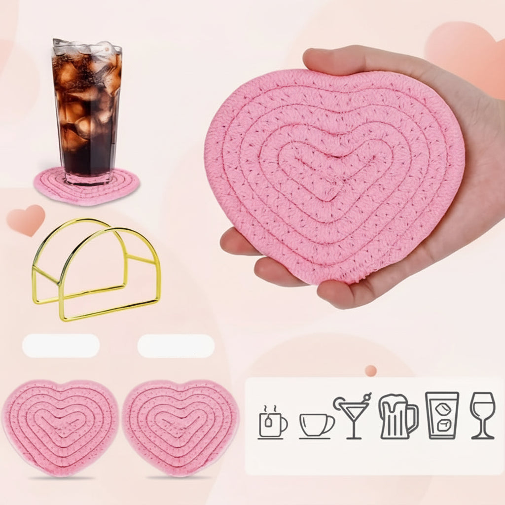 Set Sottobicchieri Intrecciati Forma Cuore