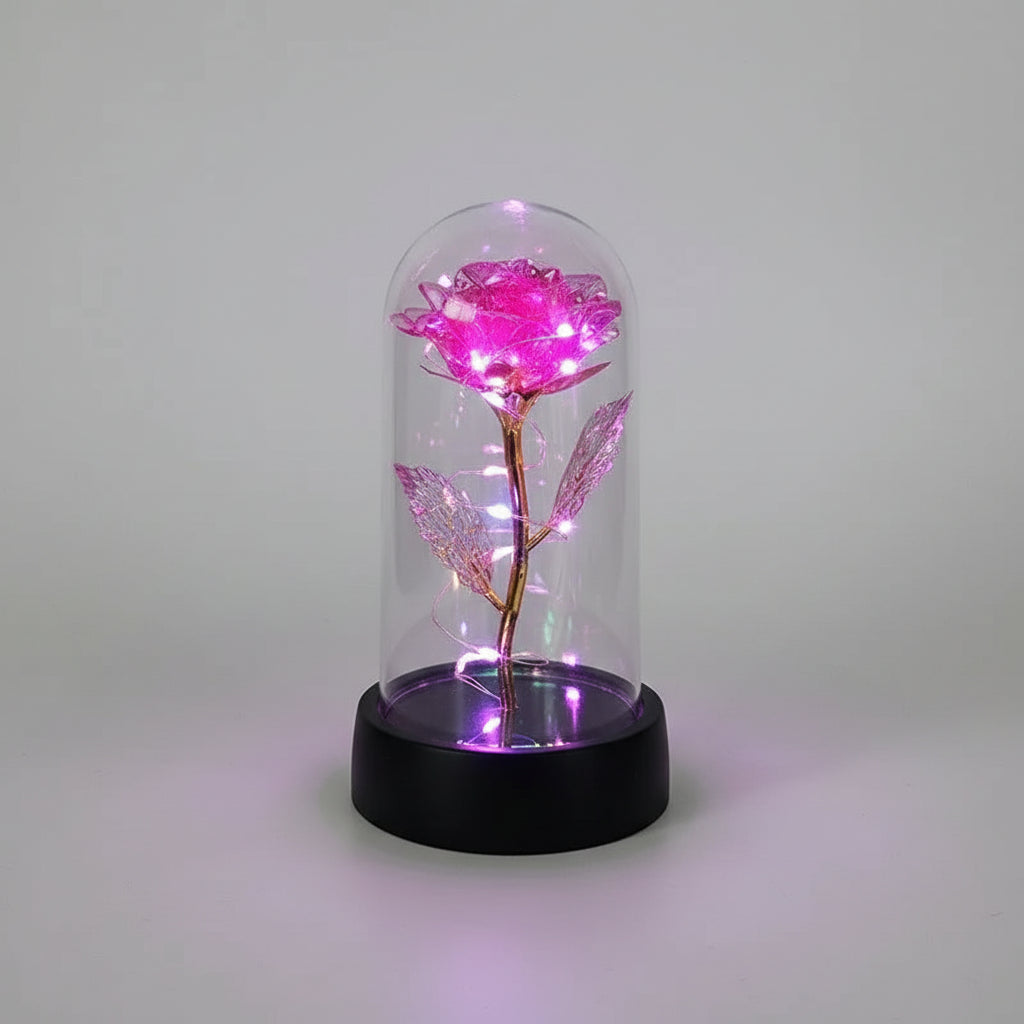 Fiori Artificiali Rose Illuminate Vetro Regalo Romantico San Valentino