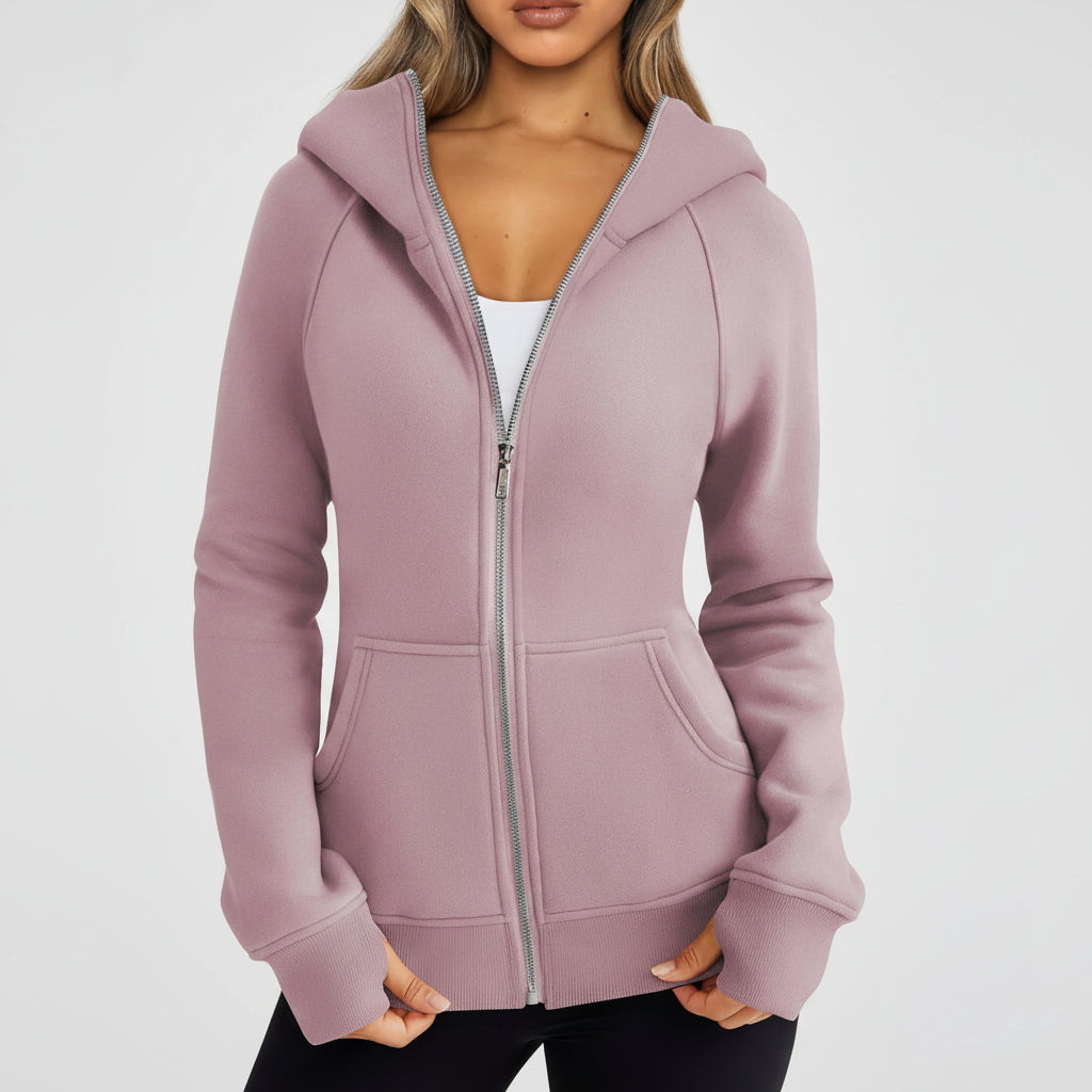 Felpa Zip Donna Slim Fit Misto Cotone Casual