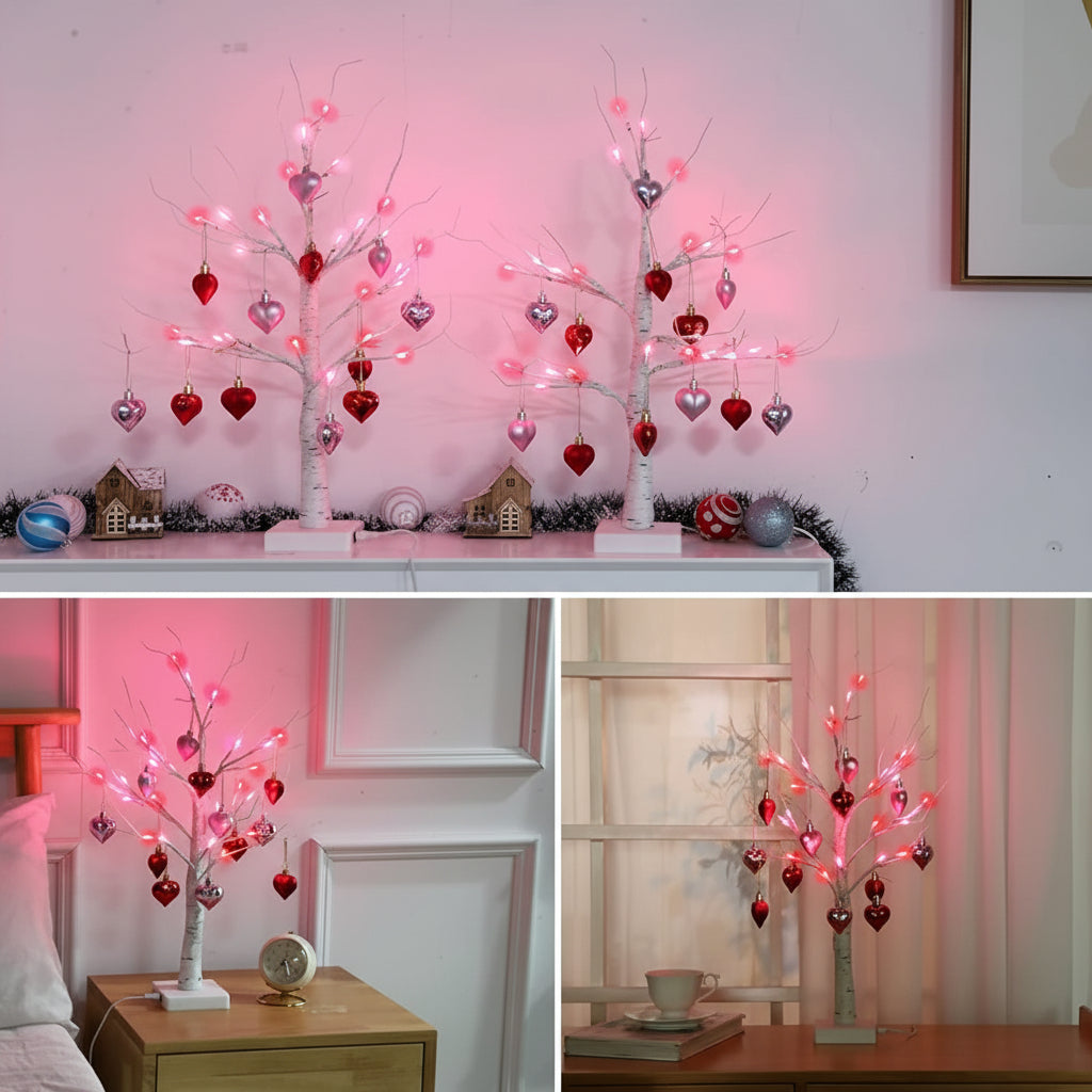 Verlichte Valentijnsboom Hartvormige Ornamenten Decoratie