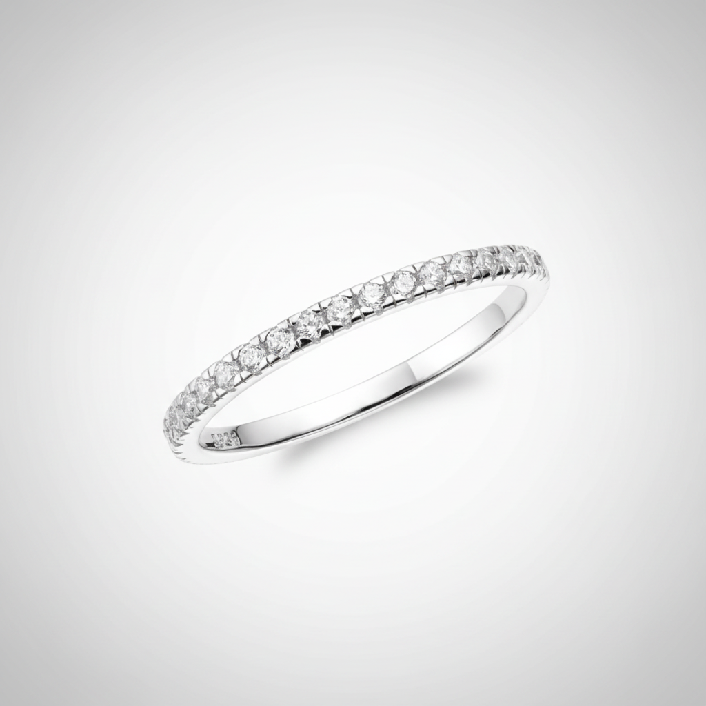 Anello Impilabile Elegante Pavé Argento Sterling 925