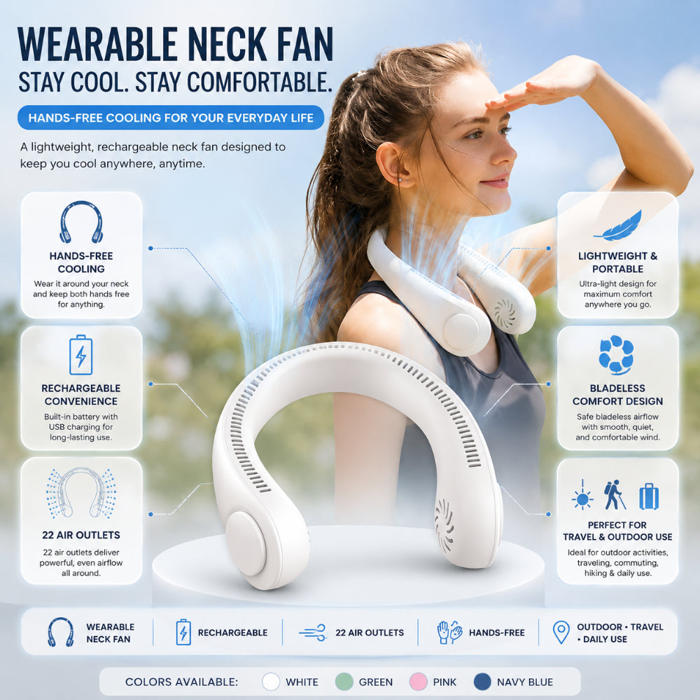 Portable Neck Fan Rechargeable Fan