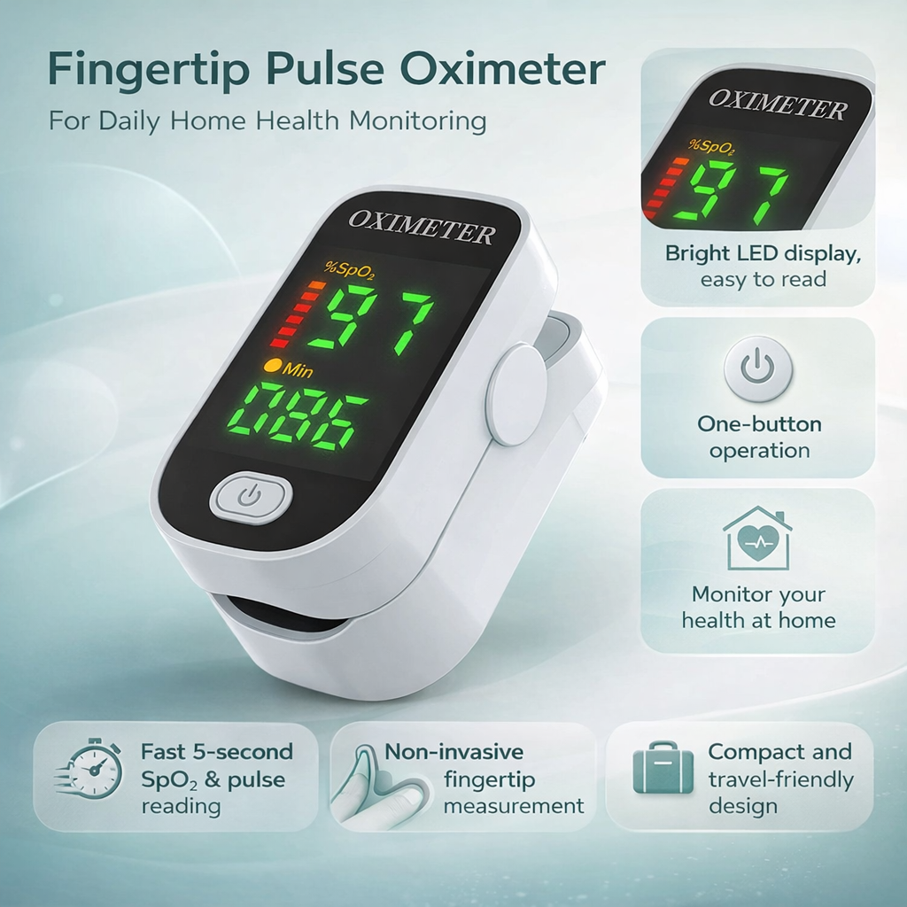 Pulse Oximeter Fingertip Digital Oxygen Heart Rate Monitor