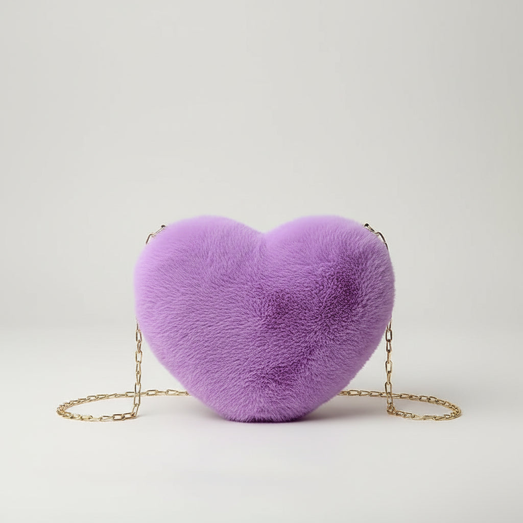 Fluffy Heart Shaped Handbag Shoulder Strap