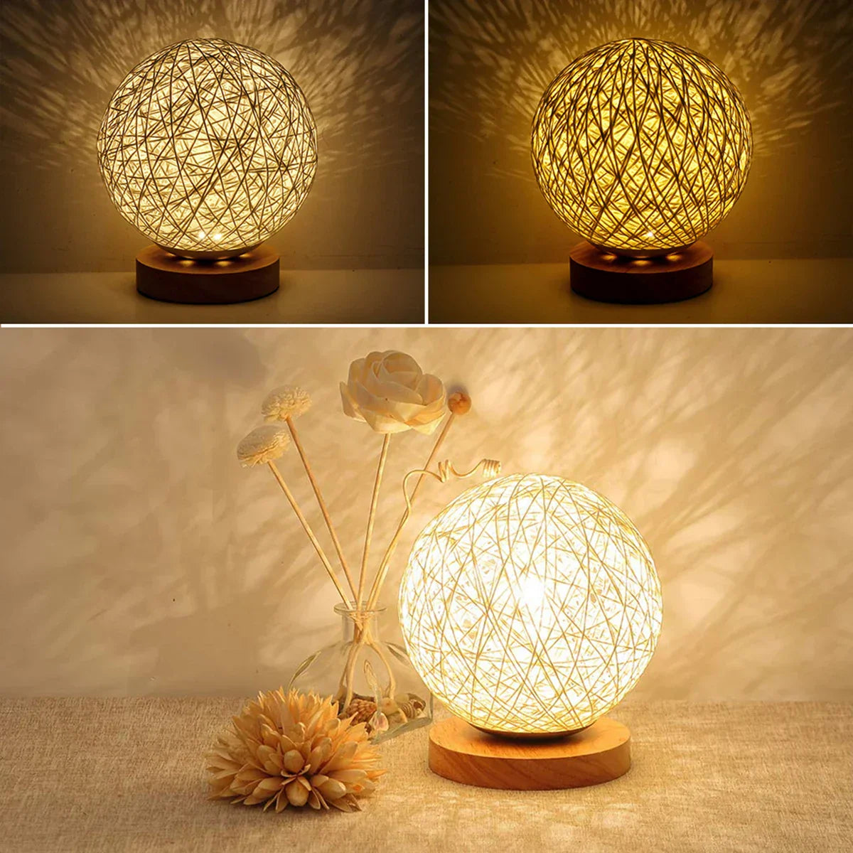 RattanGlow - Dimmable Rattan Table Lamp with Natural Design