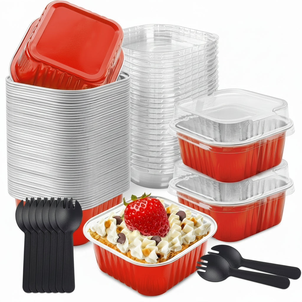 Mini Stampi Torte Coperchio Usa Getta Alluminio Torte Dolci 50 Pezzi