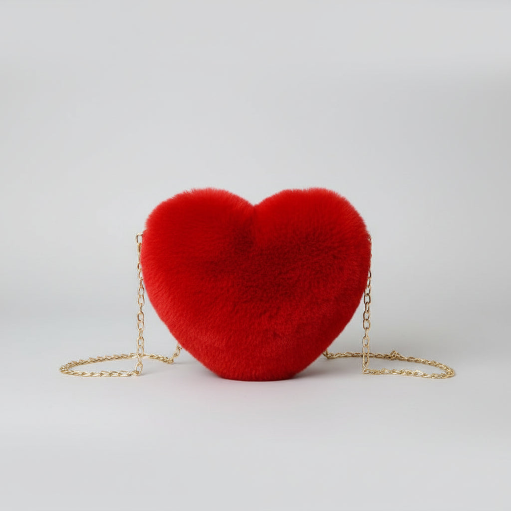 Fluffy Heart Shaped Handbag Shoulder Strap