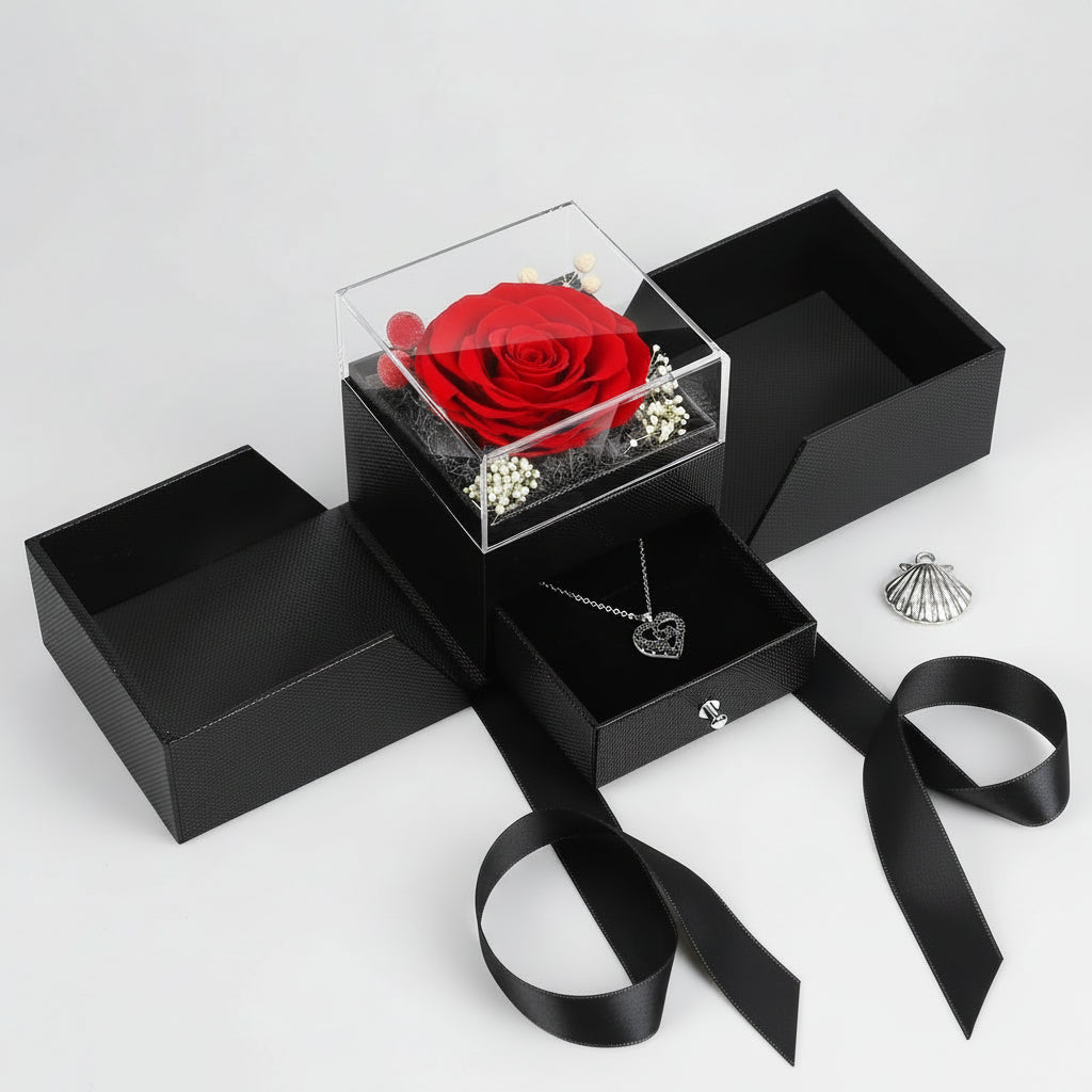 Collana Cuore Luce Rosa Eterna LED Regalo Romantico