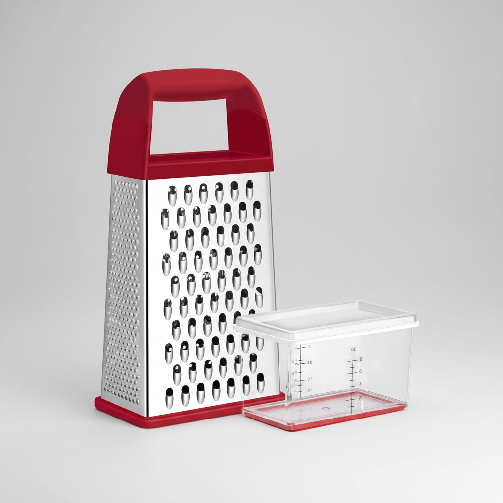 RVS Keukenrasp Antislip Basis Afneembaar Bakje 4 Zijdige Rasp