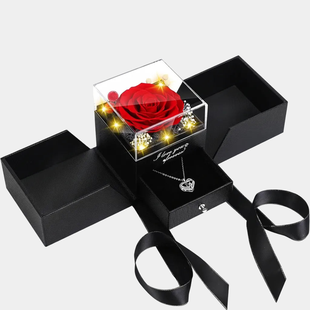 Collana Cuore Luce Rosa Eterna LED Regalo Romantico