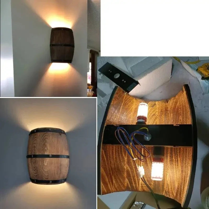 RetroCask - Wooden Wall Lamp | Vintage Barrel Design for Atmospheric Lighting