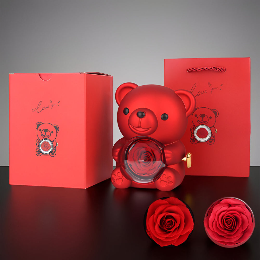 Romantische Teddybeer Behouden Roos Hart Ketting Geschenk