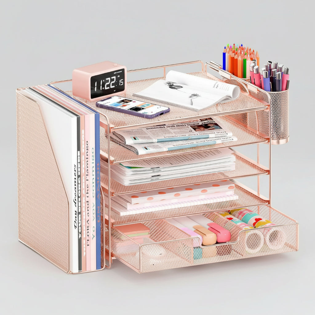 Desk Organizer Adjustable Drawer Vertical File Holder Office Storage