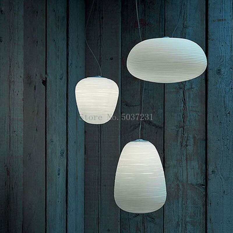 Lampada a sospensione in vetro bianco neve contemporanea