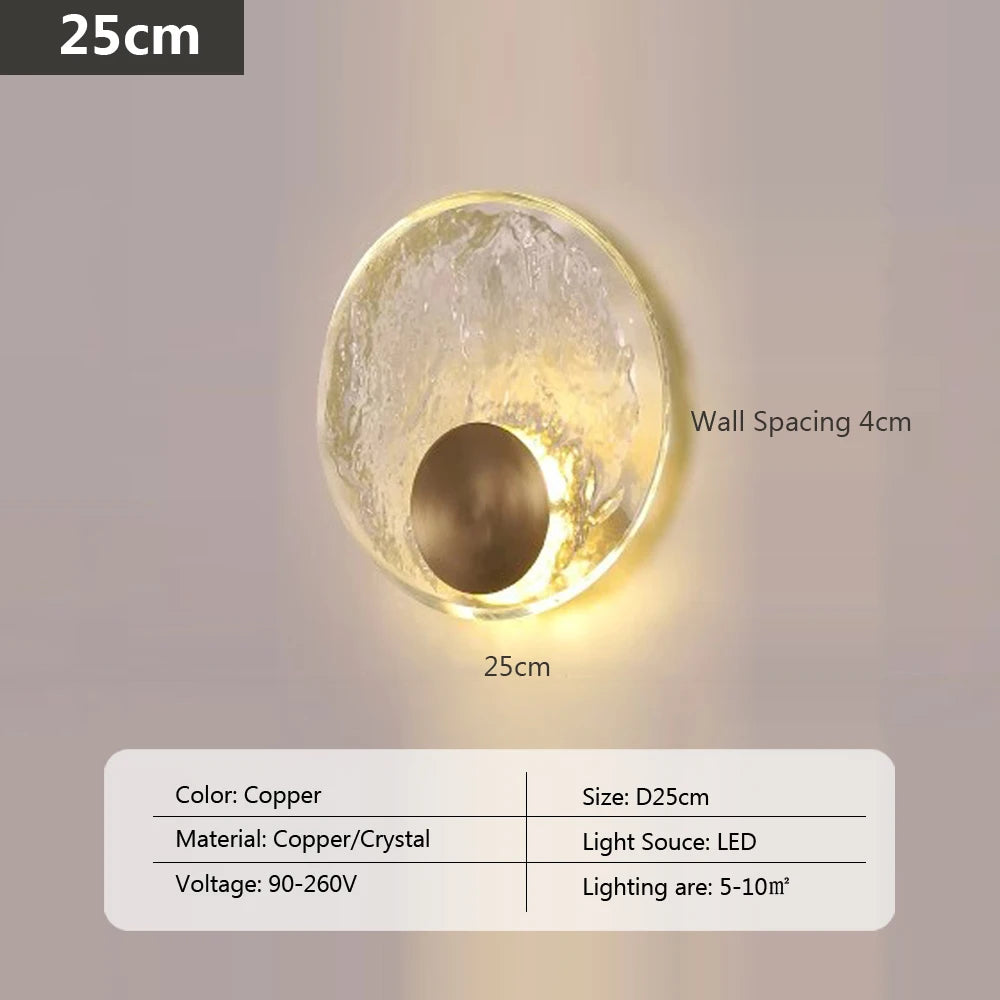 CrystalLicht - Lampada da parete moderna a LED con cristalli per camera da letto e soggiorno