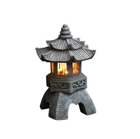 Farol de jardín japonés – Iluminación exterior solar LED resistente a la intemperie para jardines zen