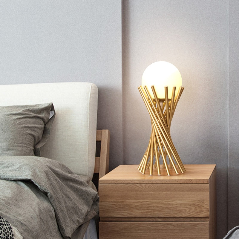 LumiGlobe - Modern Golden Table Lamp with LED Lighting