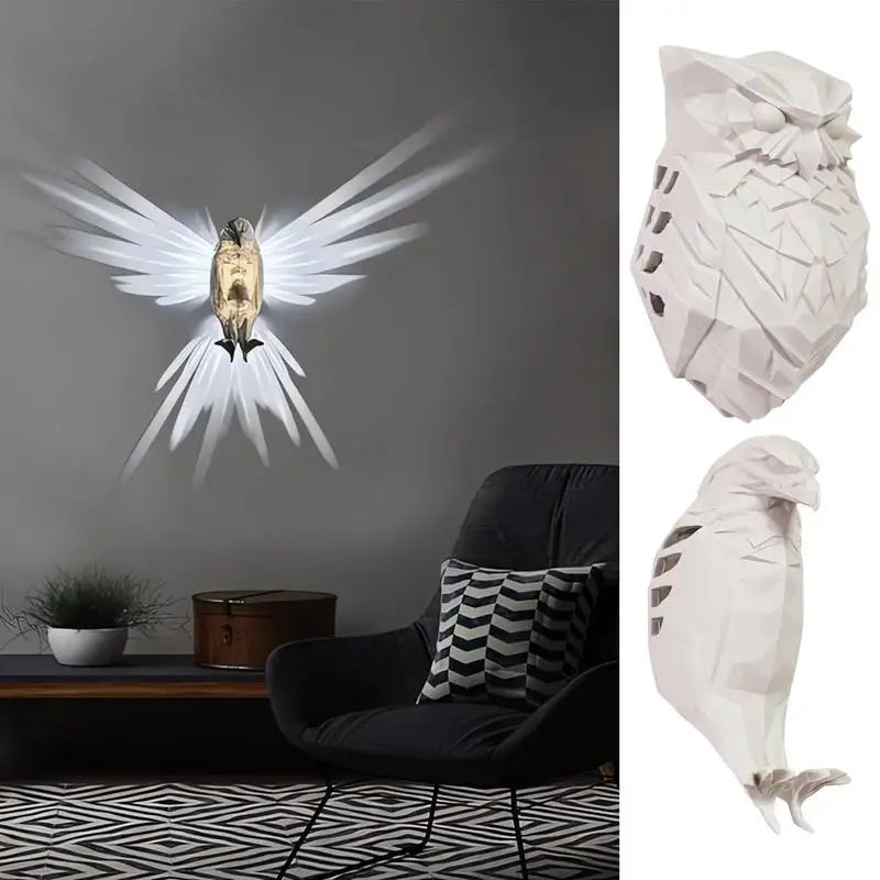 OwlLight - Lampada da parete 3D a forma di gufo per camera da letto e corridoio