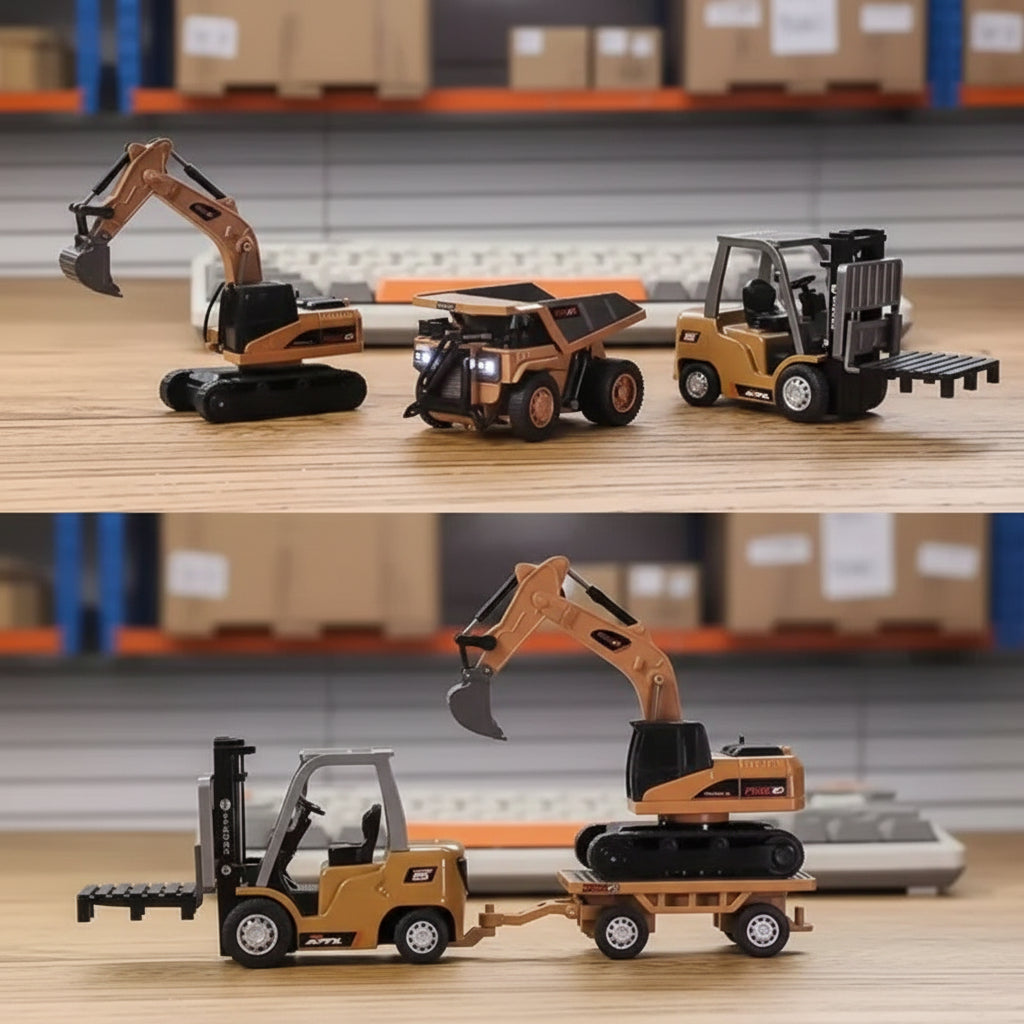 Conjunto de Veículos de Construção Brinquedo Escavadora Empilhador