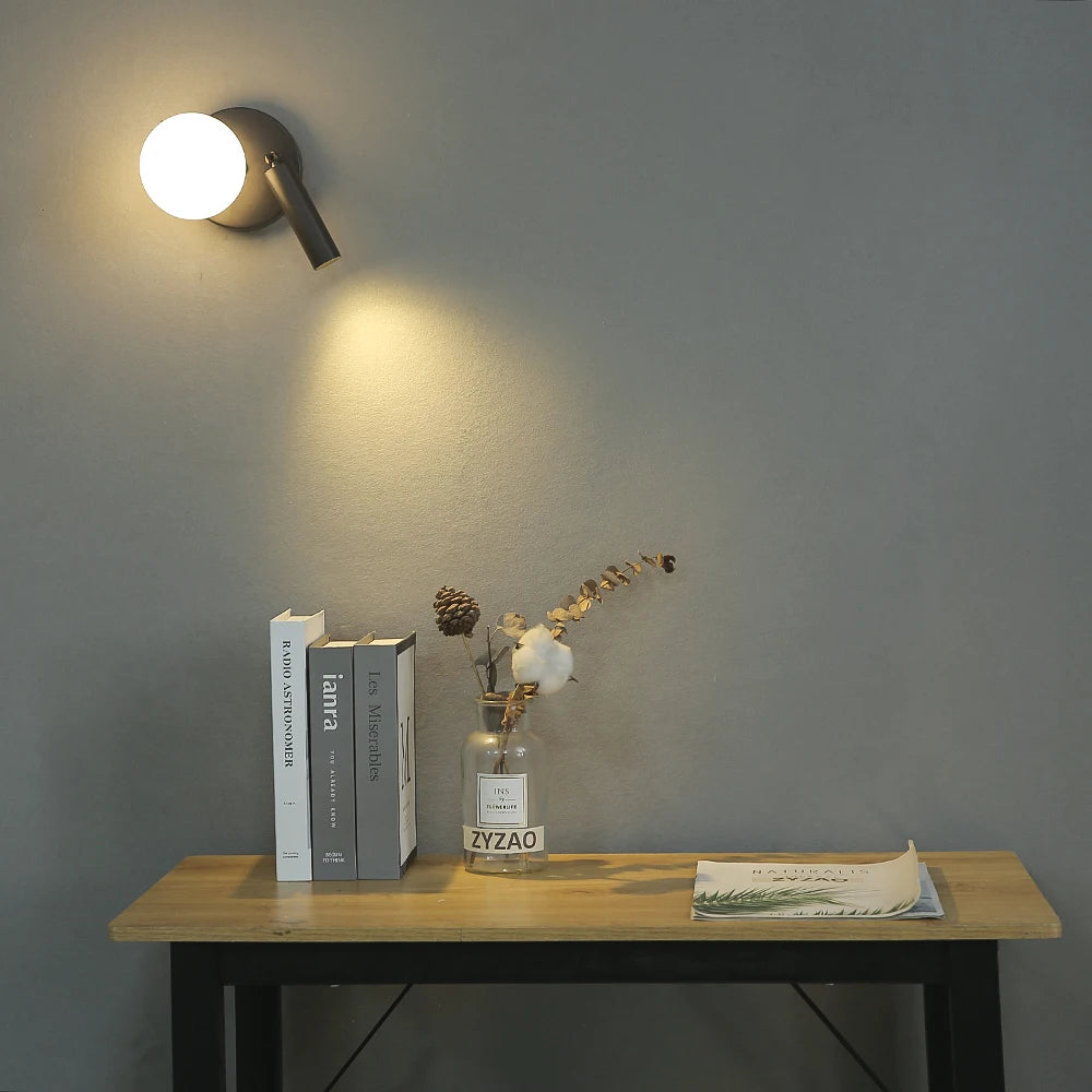 NordicLux - Modern LED Bed Lamp Rotating Glass Wall Lamp Bedroom and Living Room Decor