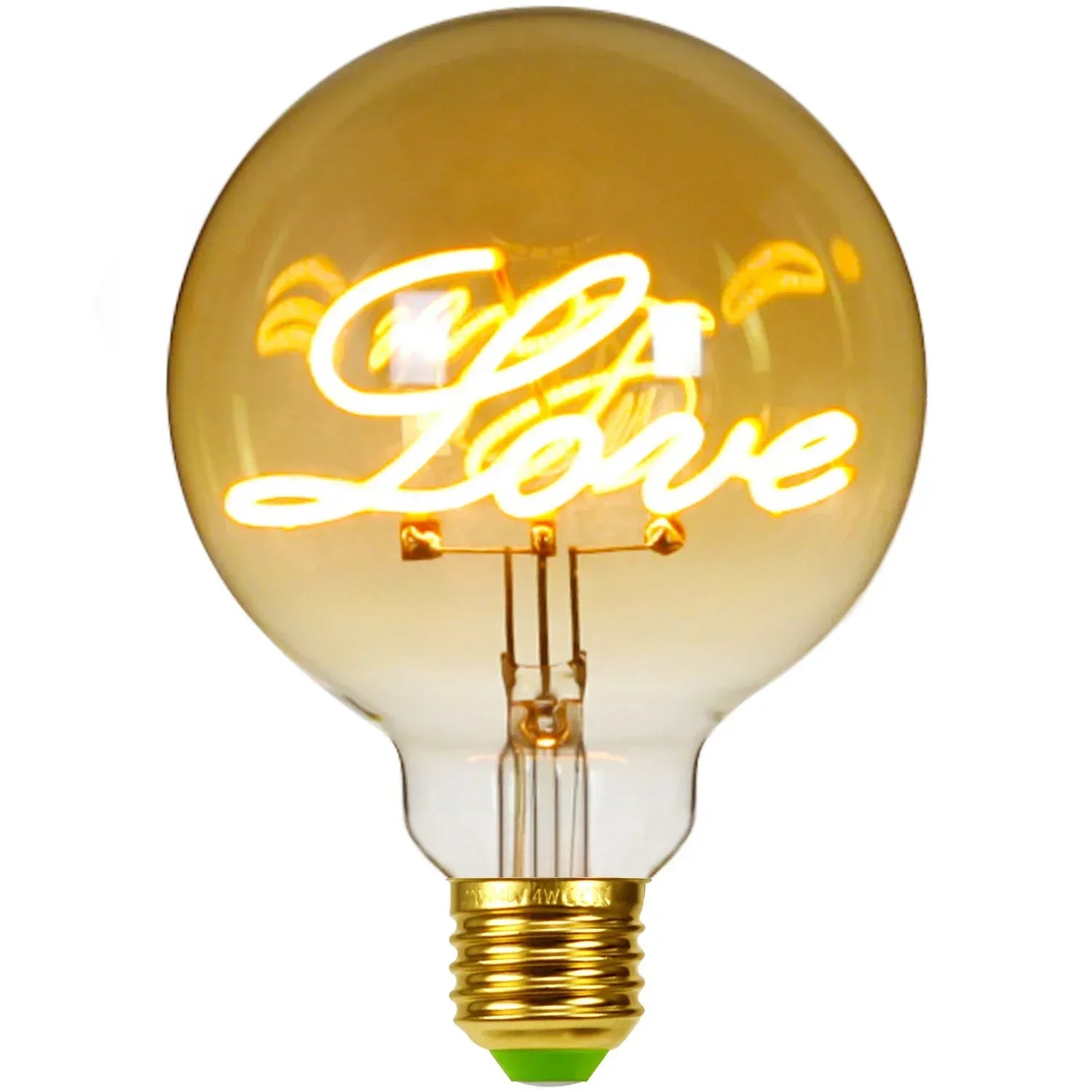 RetroLED - Vintage Table Lamp with Wooden Base and LED Lamp with Inscription