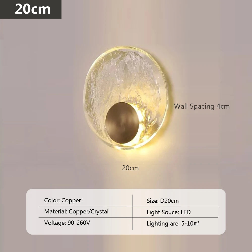 CrystalLicht - Lampada da parete moderna a LED con cristalli per camera da letto e soggiorno
