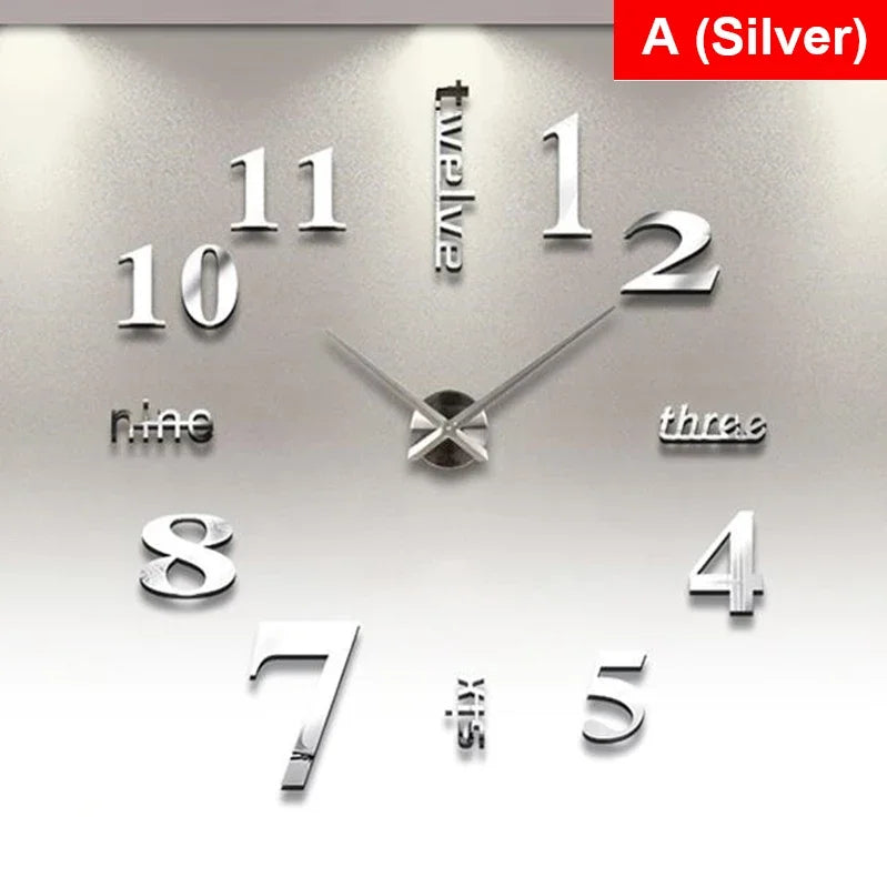 3D Mirror - Roman Numerals DIY Wall Clock for Modern Decoration