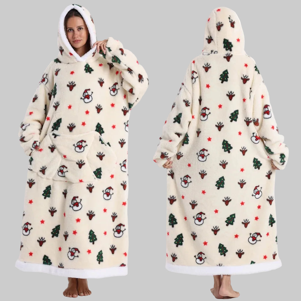 Sweatshirt com Capuz de Lã Ampla Estilo Aconchegante e Elegante Saco-Cama com Capuz