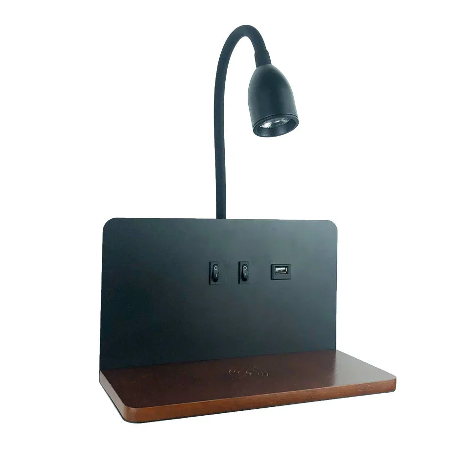 BrightShelf - LED Wall Lamp with USB Port and Shelf