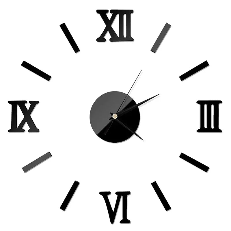 3D Mirror - Roman Numerals DIY Wall Clock for Modern Decoration