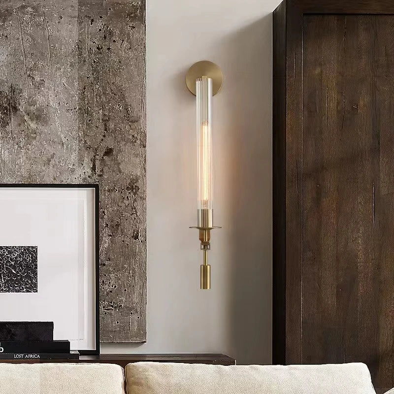 NordicRetro - Gouden Wandlamp Met Glazen Buis