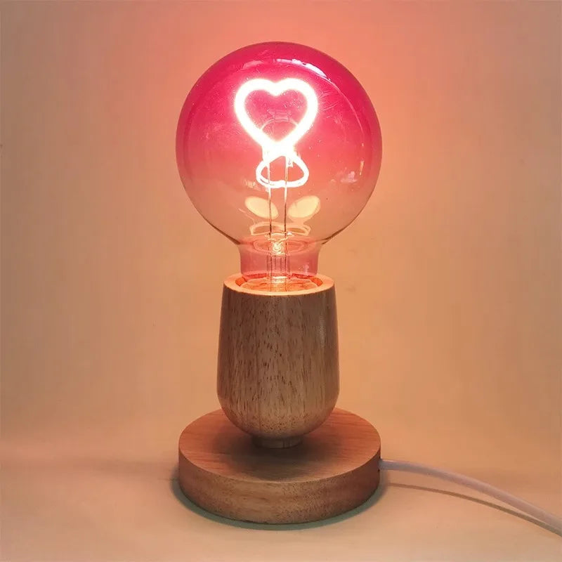 GlowHeart – Lâmpada LED Regulável com Padrão de Coração e Transição de Cores