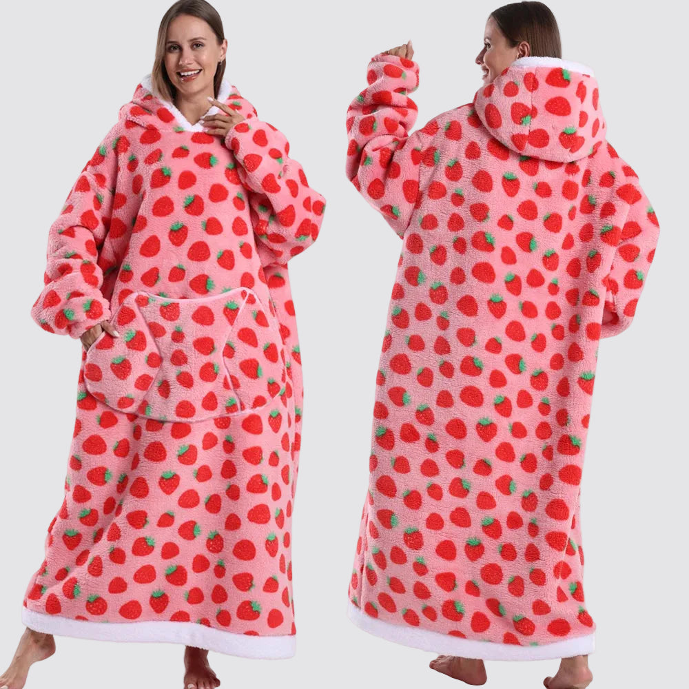 Sweatshirt com Capuz de Lã Ampla Estilo Aconchegante e Elegante Saco-Cama com Capuz