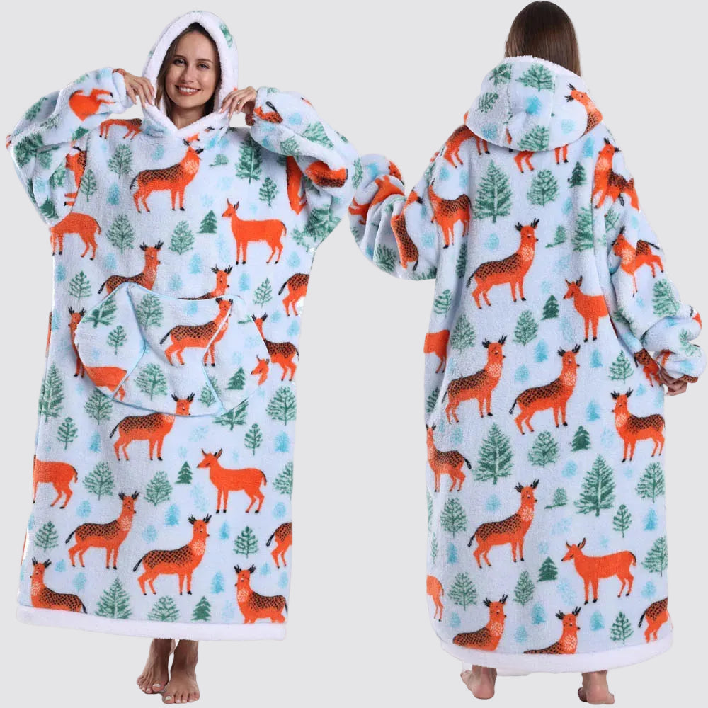Sweatshirt com Capuz de Lã Ampla Estilo Aconchegante e Elegante Saco-Cama com Capuz