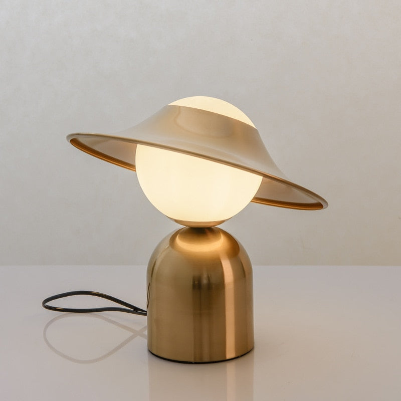 LuxeLume - Golden Table Lamp with LED Lighting