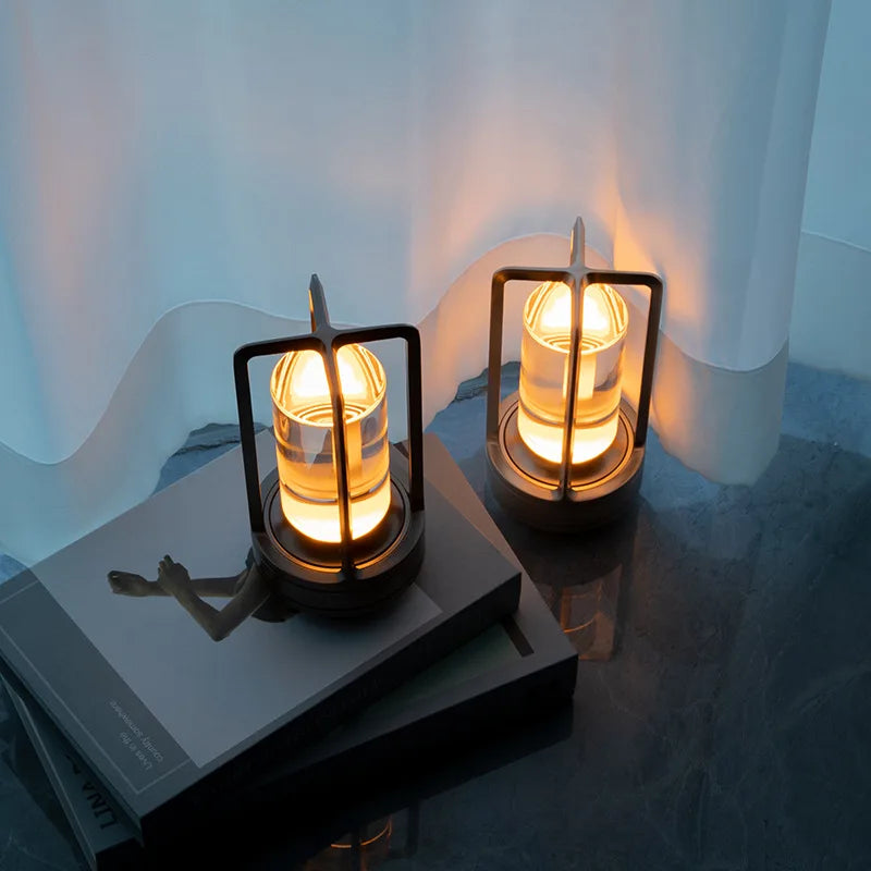 LumiCristal - Candeeiro de Mesa de Cristal Recarrregável Sem Fios, Iluminação Ambiente LED para Sala de Estar e Varanda