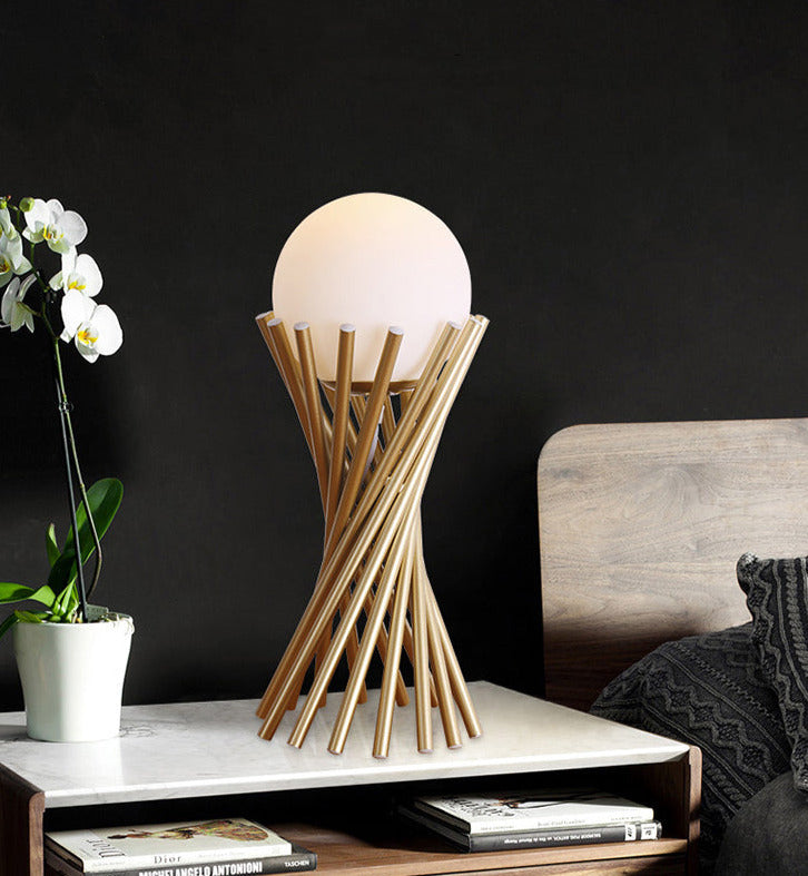 LumiGlobe - Modern Golden Table Lamp with LED Lighting